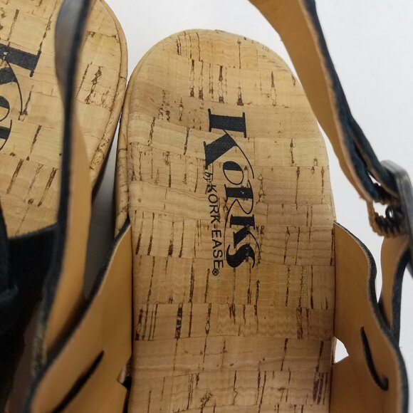 Korks Kork-Ease Austin Sandals Women 11 EU 43 Navy Leather Faux Cork Wedge Shoe - Picture 11 of 16